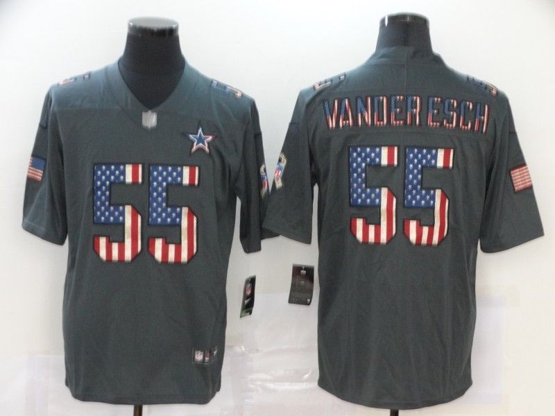 Dallas Cowboys Leighton Vander Esch 55 Nfl 2020 American Flag Grey Jersey