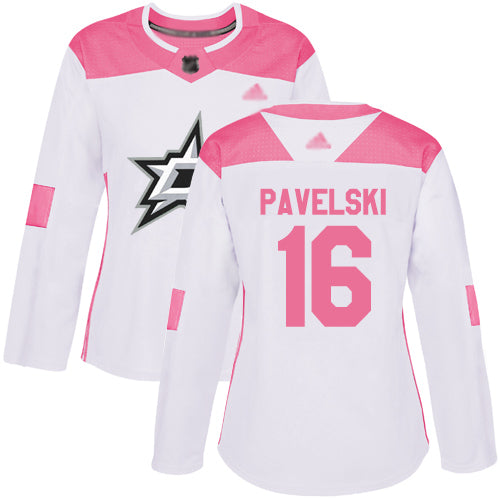 Dallas Stars 16 Joe Pavelski White Pink Authentic Fashion Womens Stitched Hockey Jersey