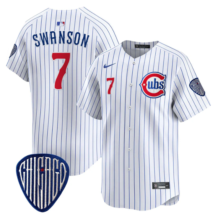 Dansby Swanson Jersey #7 Chicago Cubs Blue Alternate Vapor Premier Limited Stitc