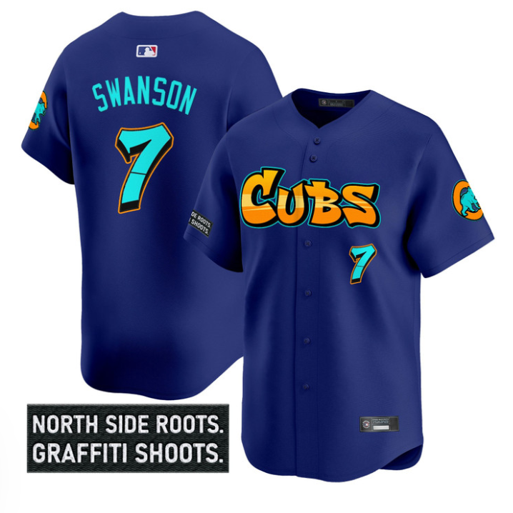 Dansby Swanson Jersey #7 Chicago Cubs Graffiti North Side Edition Stitched White