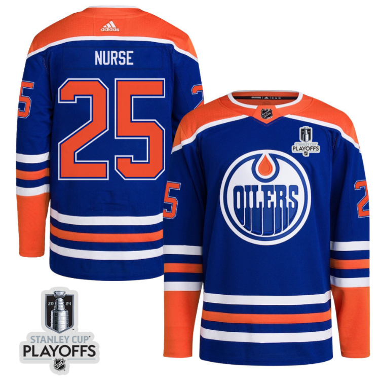 Darnell Nurse 25 Edmonton Oilers 2024 NHL Playoffs Patch Home Jersey Men
