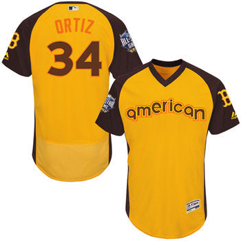 David Ortiz Gold 2016 All star Jersey Mens American League Boston Red Sox 34 Flex Base Majestic Mlb Collection Jersey
