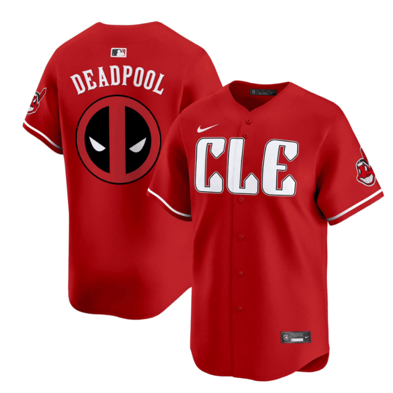 Deadpool Cleveland Guardians Cool Base Red Jersey All Stitched