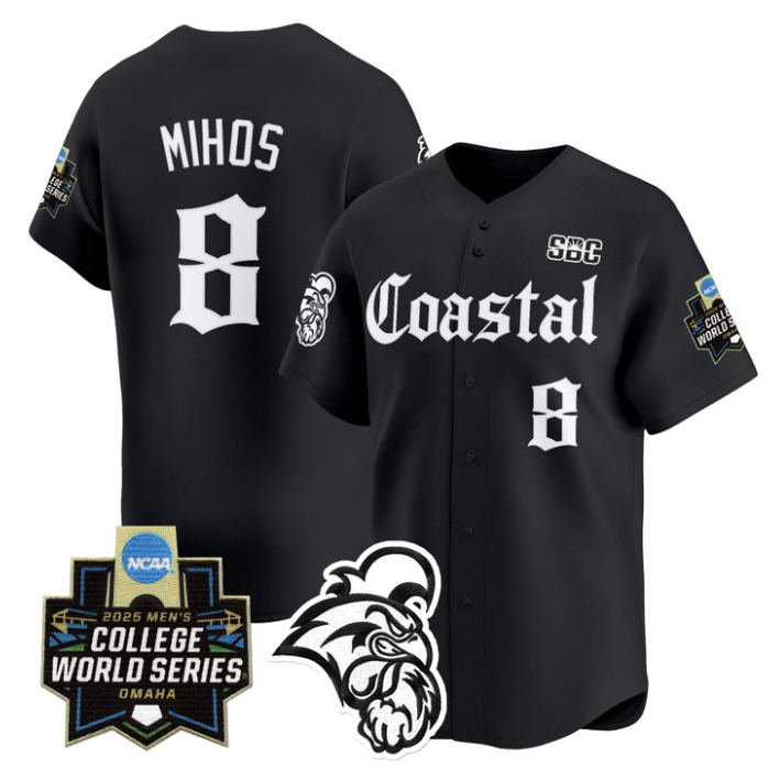 Dean Mihos Jersey #8 Coastal Carolina 2025 World Series Gothic Edition