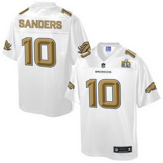 Denver Broncos 10 Emmanuel Sanders Nike All White With Gold 2016 Super Bowl 50 Patch Game Jersey