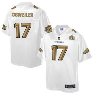 Denver Broncos 17 Brock Osweiler Nike All White With Gold 2016 Super Bowl 50 Patch Game Jersey