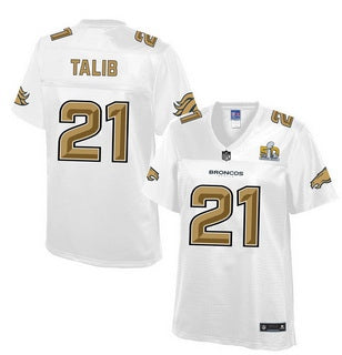 Denver Broncos 21 Aqib Talib Nike All White With Gold 2016 Super Bowl 50 Patch Game Jersey