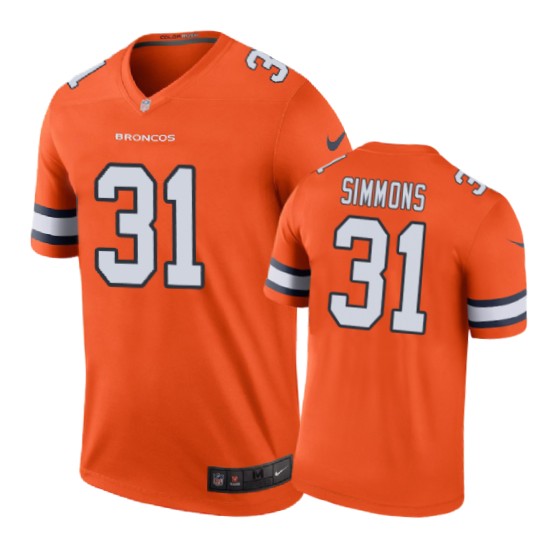 Denver Broncos 31 Justin Simmons Nike Color Rush Orange Jersey