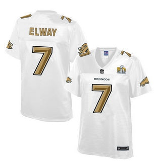 Denver Broncos 7 John Elway Nike All White With Gold 2016 Super Bowl 50 Patch Game Jersey