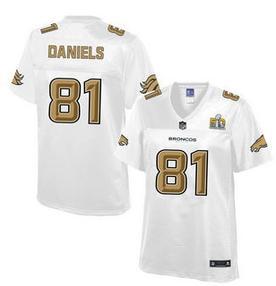 Denver Broncos 81 Owen Daniels Nike All White With Gold 2016 Super Bowl 50 Patch Game Jersey