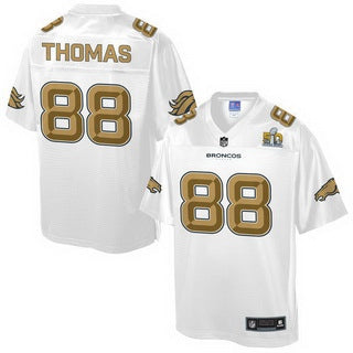 Denver Broncos 88 Demaryius Thomas Nike All White With Gold 2016 Super Bowl 50 Patch Game Jersey