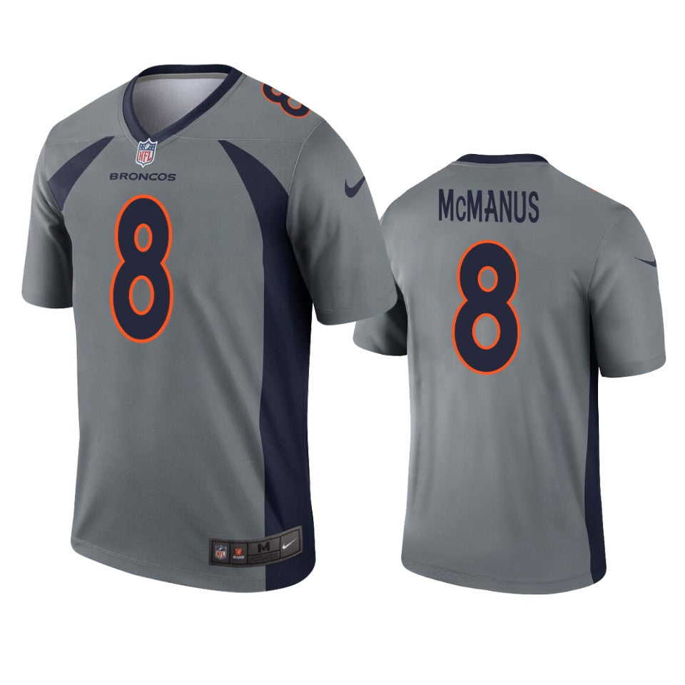 Denver Broncos Brandon Mcmanus Gray Inverted Legend Jersey