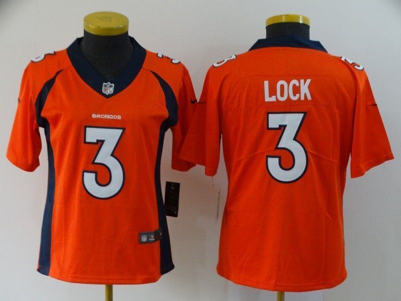 Denver Broncos Drew Lock 3 Nfl 2020 Orange Womens Jersey