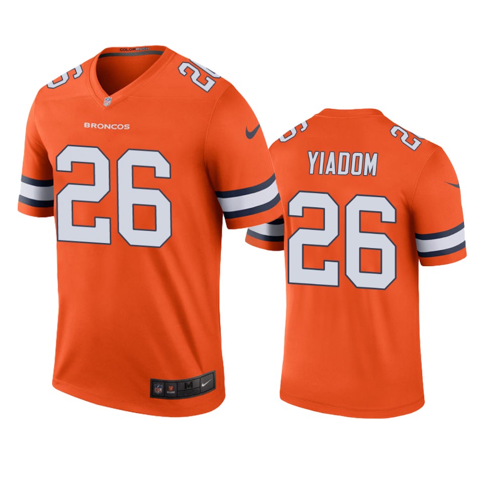 Denver Broncos Isaac Yiadom Orange Color Rush Legend Jersey