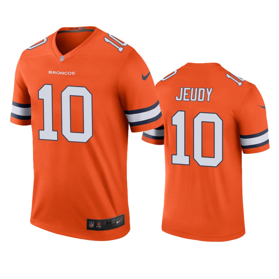 Denver Broncos Jerry Jeudy Orange Color Rush Legend Jersey Mens