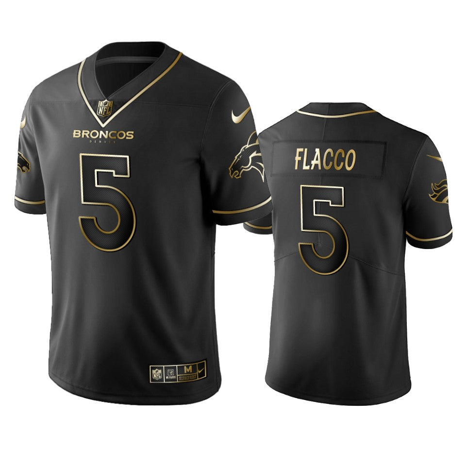 Denver Broncos Joe Flacco Black Golden Edition 2019 Vapor Untouchable Limited Jersey Mens