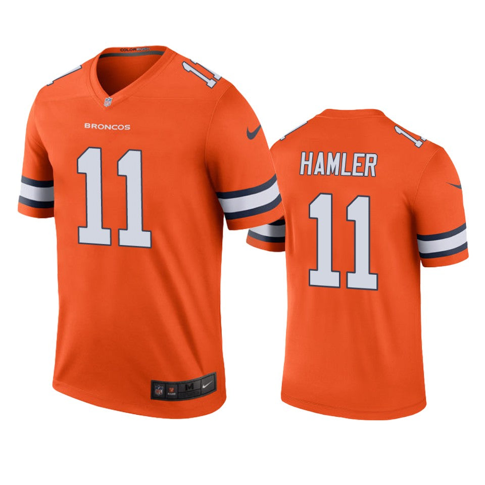 Denver Broncos Kj Hamler Orange Color Rush Legend Jersey