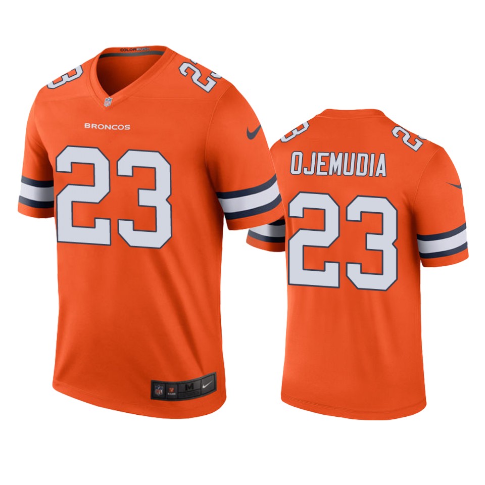 Denver Broncos Michael Ojemudia Orange Color Rush Legend Jersey