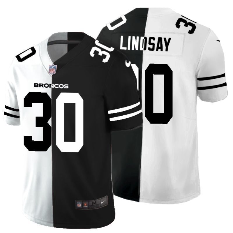 Denver Broncos Phillip Lindsay 30 Nfl 2020 Black And White Jersey