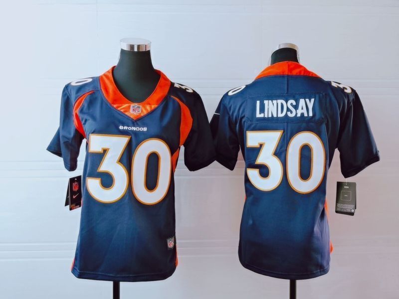 Denver Broncos Phillip Lindsay 30 Nfl 2020 Black Blue Womens Jersey
