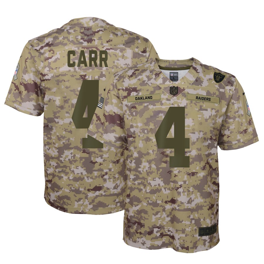 Derek Carr Las Vegas Raiders Nike Youth Salute To Service Game Jersey Camo