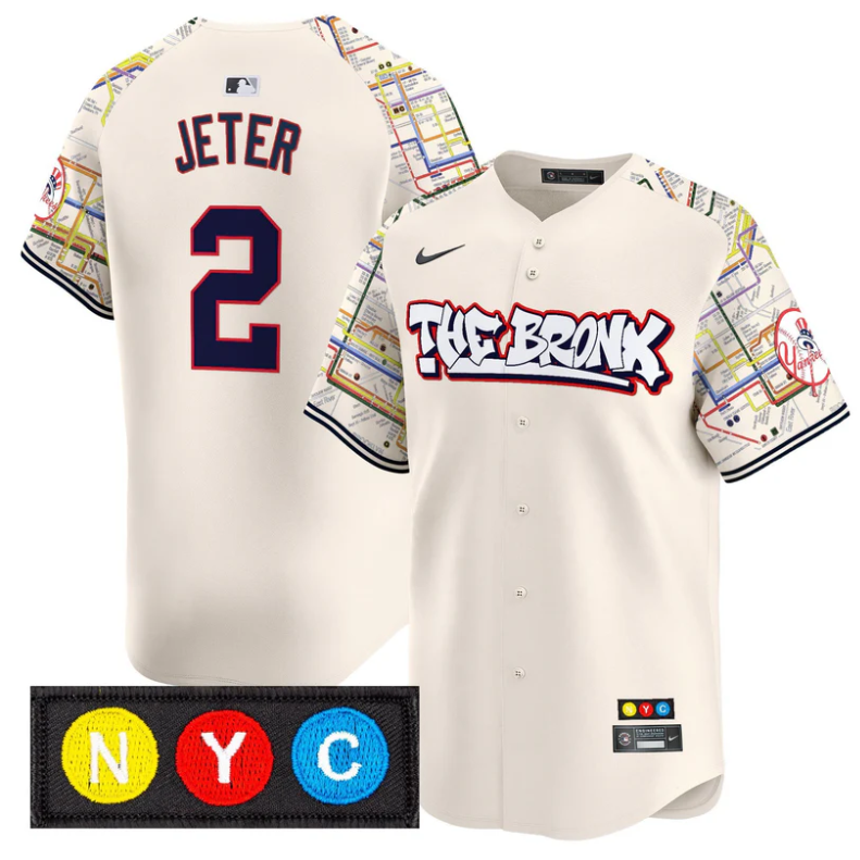 Derek Jeter Jersey #2 New York Yankees The Bronx Subway Style Premier Stitched C