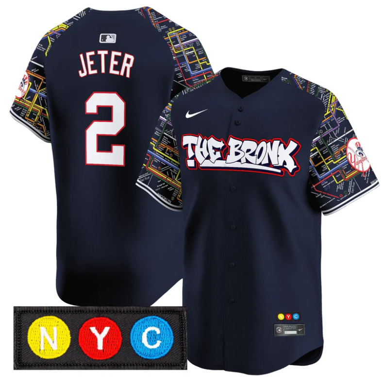 Derek Jeter Jersey #2 New York Yankees The Bronx Subway Style Premier Stitched N