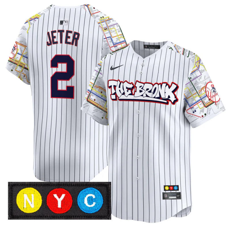Derek Jeter Jersey #2 New York Yankees The Bronx Subway Style Premier Stitched P