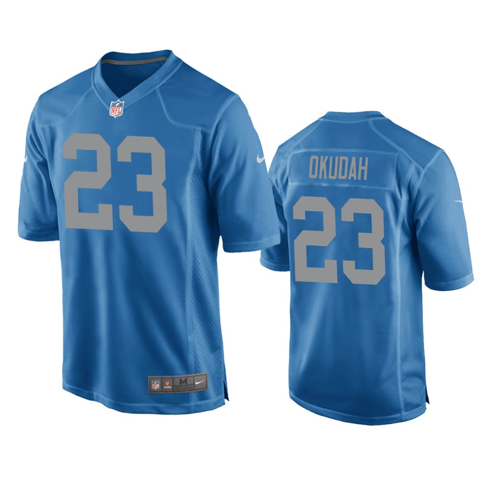 Detroit Lions Jeff Okudah Blue 2020 Nfl Draft Throwback Game Jersey