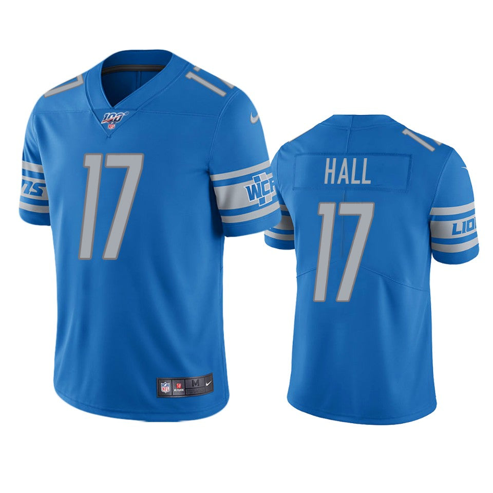 Detroit Lions Marvin Hall Light Blue 100th Season Vapor Limited Jersey