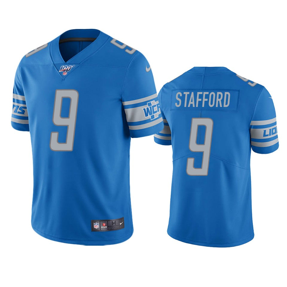 Detroit Lions Matthew Stafford Light Blue 100th Season Vapor Limited Jersey