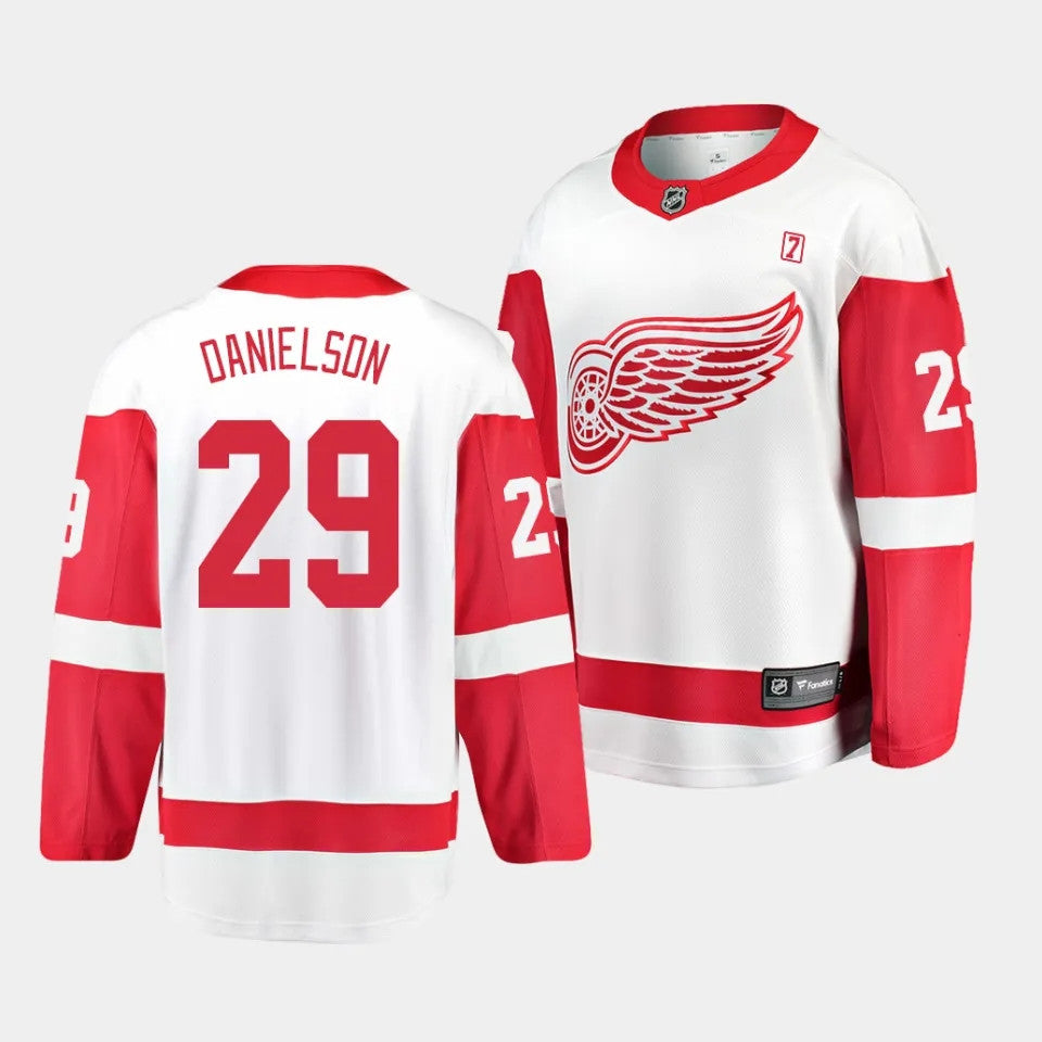 Detroit Red Wings 29 Nate Danielson Away White Jersey 2023 Nhl Draft