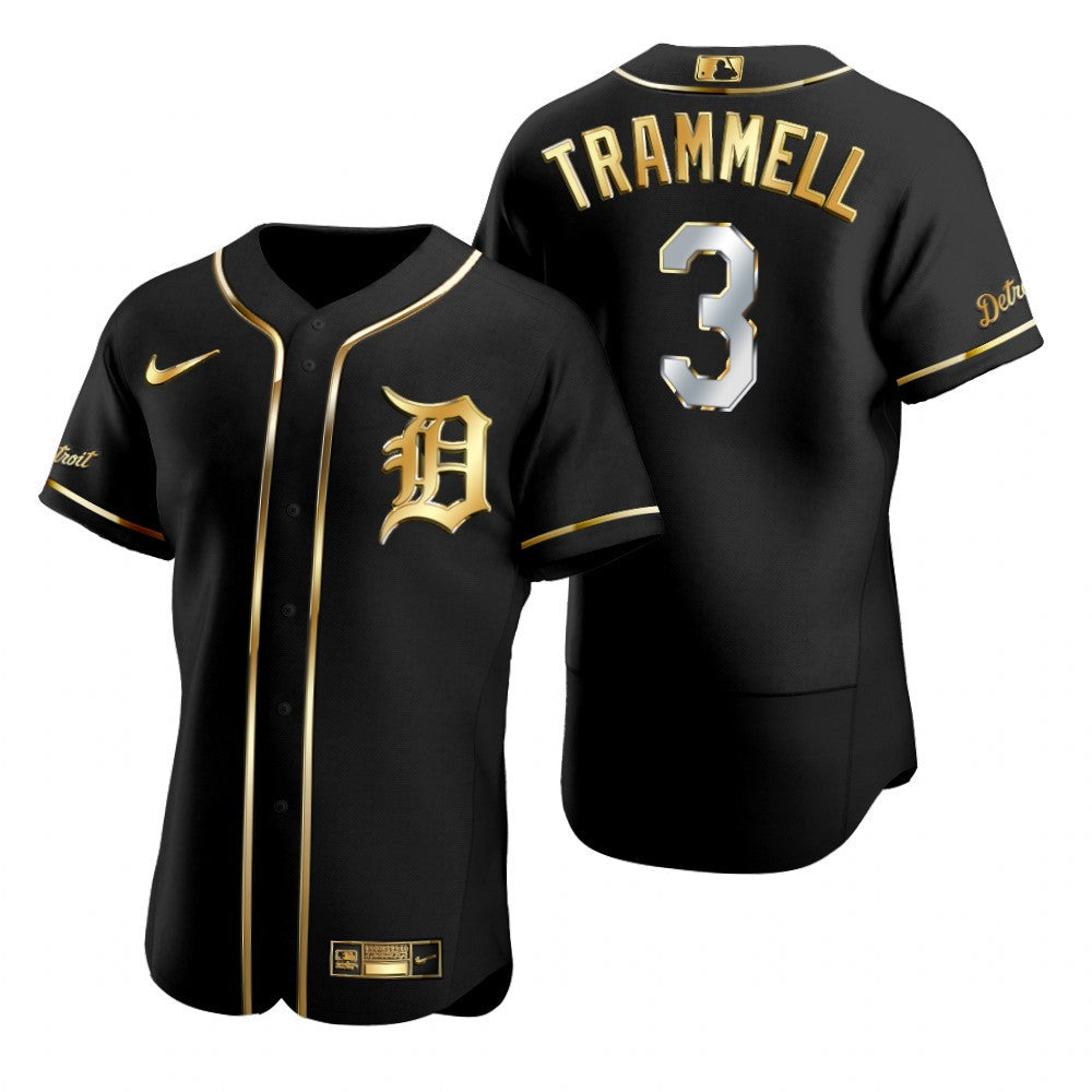Detroit Tigers 3 Alan Trammell Mlb Golden Brandedition Black Jersey Gift For Tigers Fans