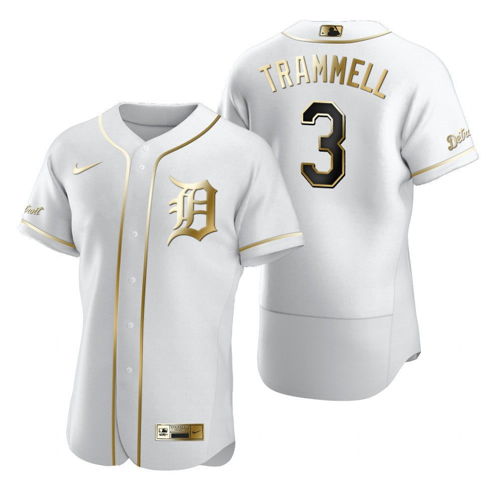 Detroit Tigers 3 Alan Trammell Mlb Golden Brandedition White Jersey Gift For Tigers Fans