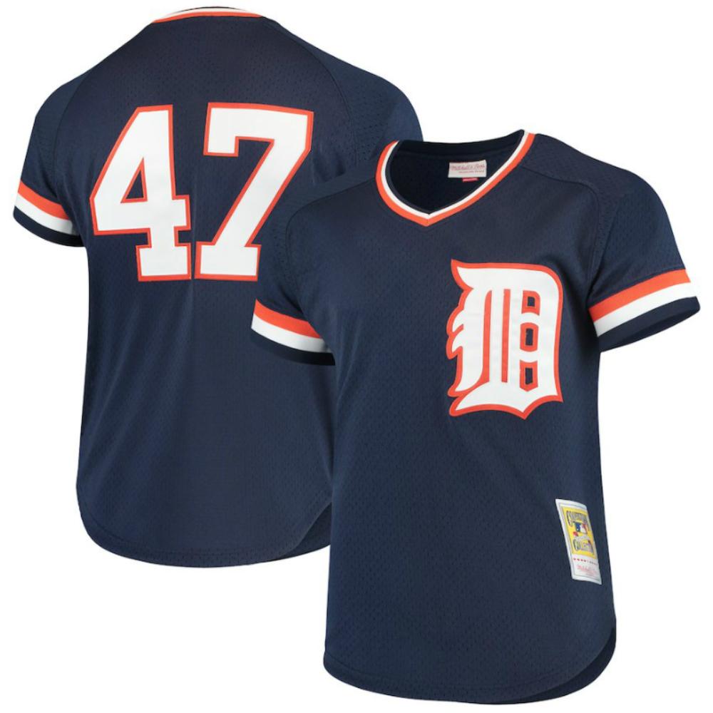 Detroit Tigers Jack Morris Navy Throwback Mesh Pullover Jersey