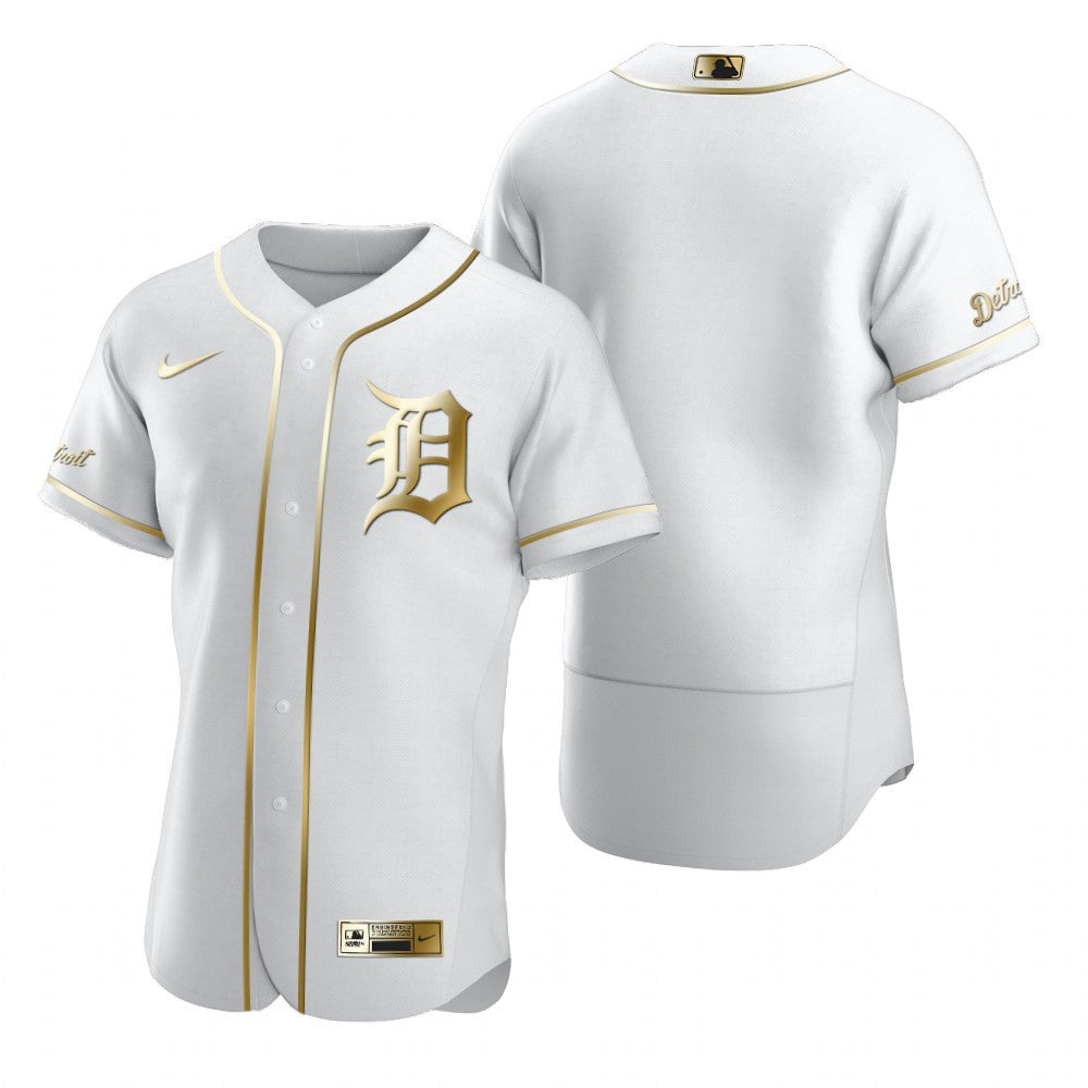 Detroit Tigers Mlb Golden Brandedition White Jersey Gift For Tigers Fans