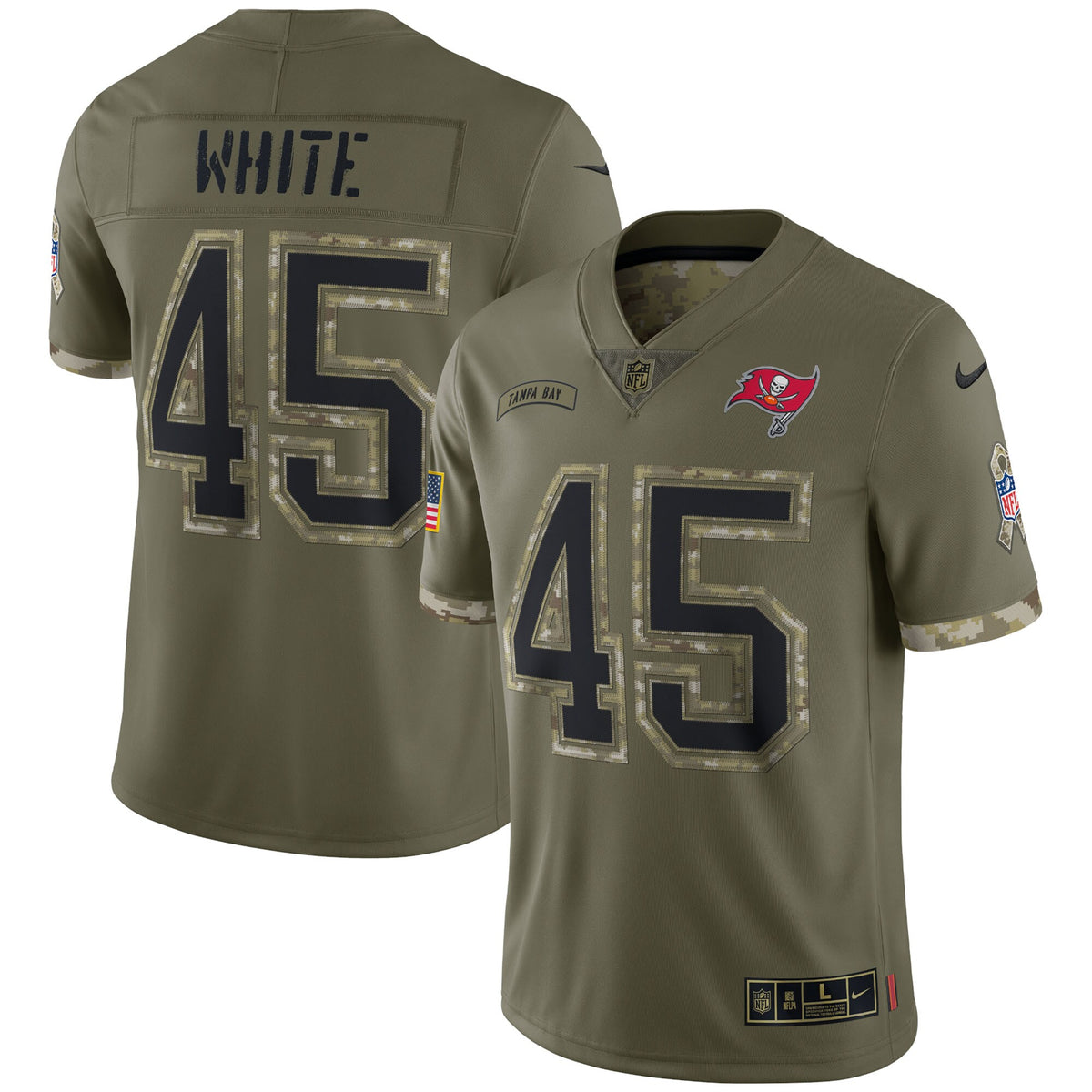 Devin White Tampa Bay Buccaneers Nike 2022 Salute To Service Limited Jersey Olive