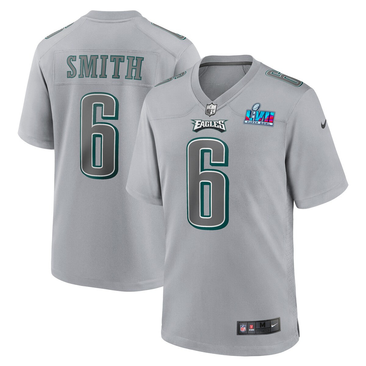 Devonta Smith Philadelphia Eagles Nike Super Bowl Lvii Patch Atmosphere Fashion Game Jersey Gray