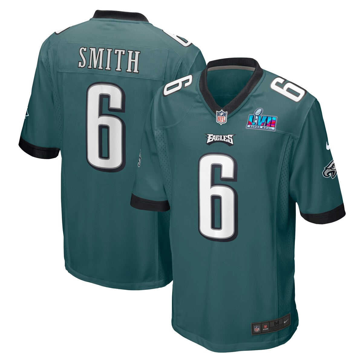 Devonta Smith Philadelphia Eagles Nike Super Bowl Lvii Patch Game Jersey Midnight Green