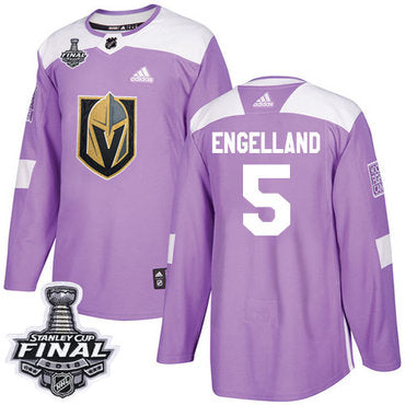 Didas Golden Knights 5 Deryk Engelland Purple Authentic Fights Cancer 2018 Stanley Cup Final Stitched Nhl Jersey
