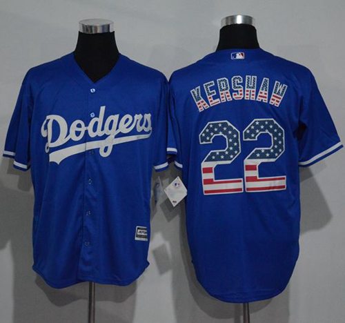 Dodgers 22 Clayton Kershaw Blue Usa Flag Fashion Stitched Mlb Jersey