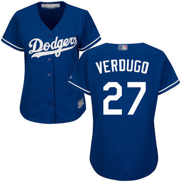 Dodgers 27 Alex Verdugo Blue Alternate Womens Stitched Baseball Jersey