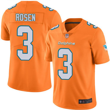 Dolphins 3 Josh Rosen Orange Mens Stitched Football Limited Rush Jersey