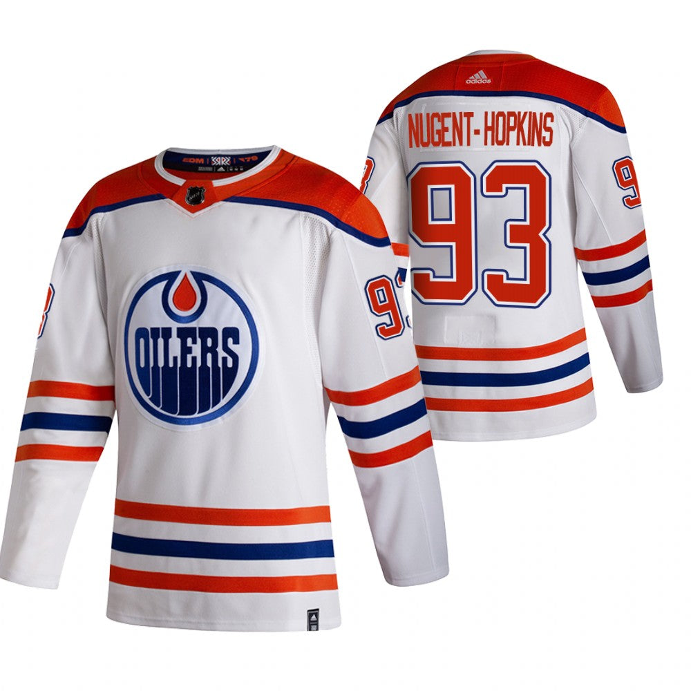Edmonton Oilers 93 Ryan Nugent hopkins White Mens Adidas 2020 21 Reverse Retro Alternate Nhl Jersey