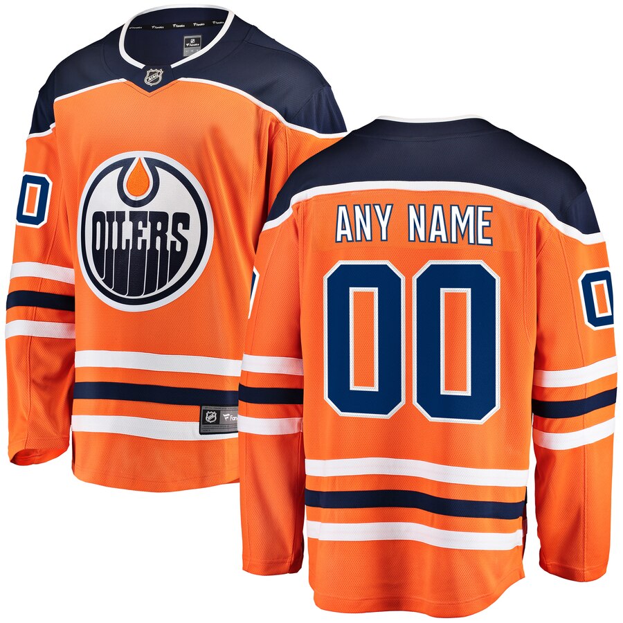 Edmonton Oilers Fanatics Branded Home Breakaway Custom Jersey Orange
