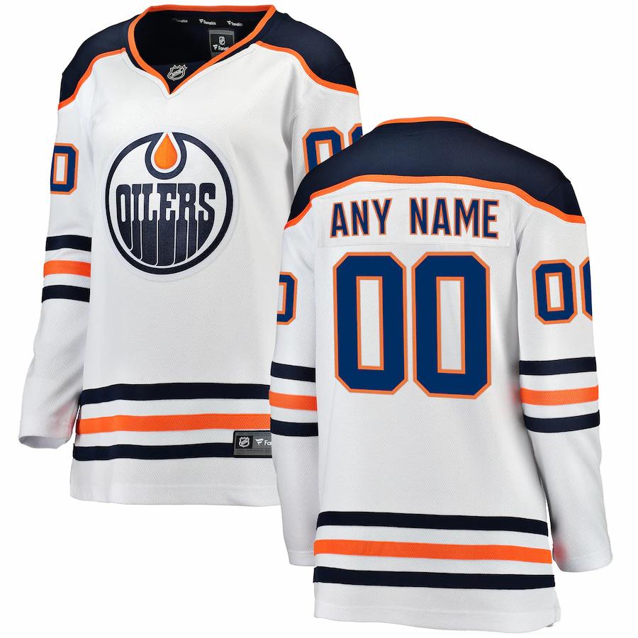 Edmonton Oilers Fanatics Branded Womens Away Breakaway Custom Jersey White