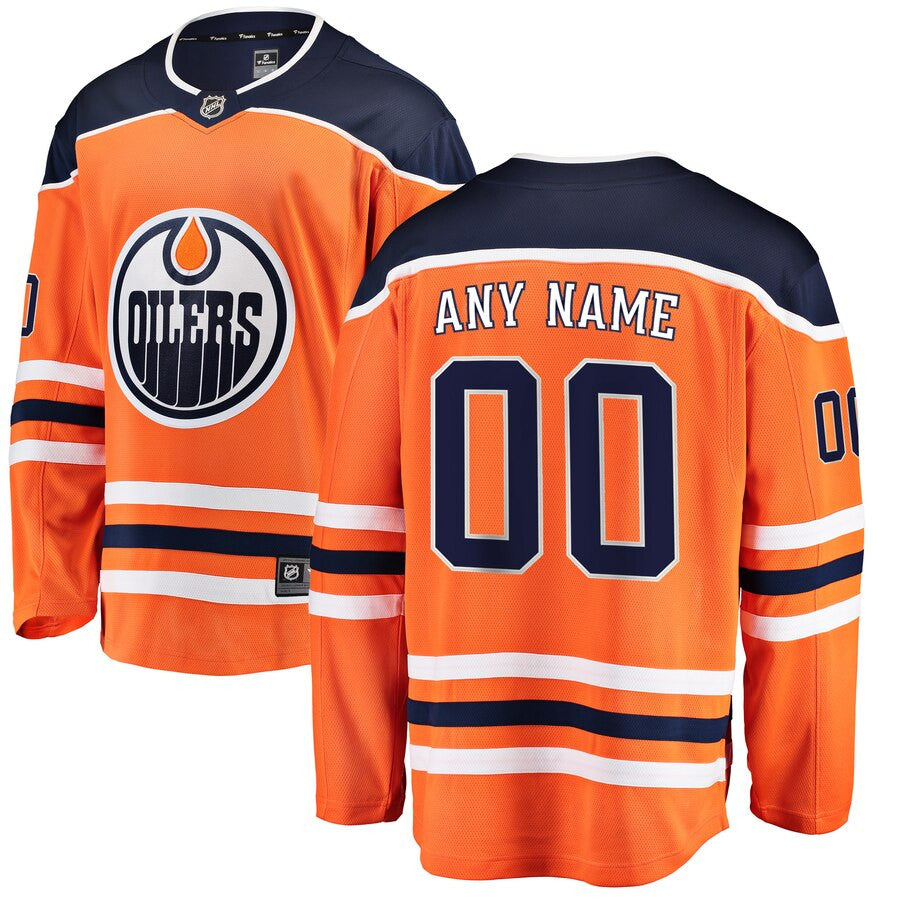 Edmonton Oilers Fanatics Branded Youth Home Breakaway Custom Jersey Orange