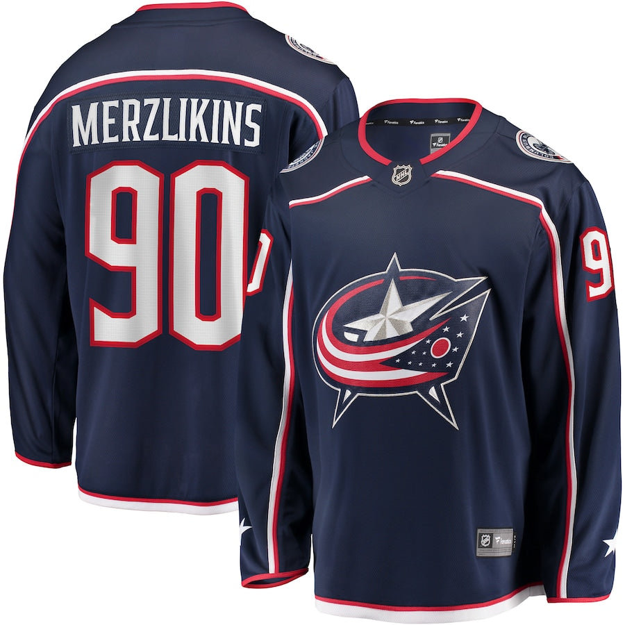 Elvis Merzlikins Columbus Blue Jackets Fanatics Branded Home Breakaway Player Jersey Navy