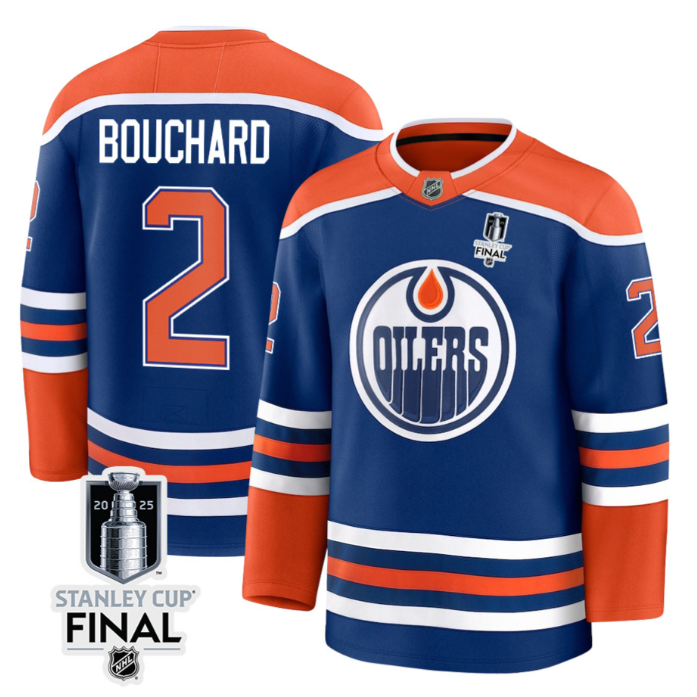 Evan Bouchard 2 Edmonton Oilers 2025 STANLEY CUP Final Patch Home Men Jersey Roy