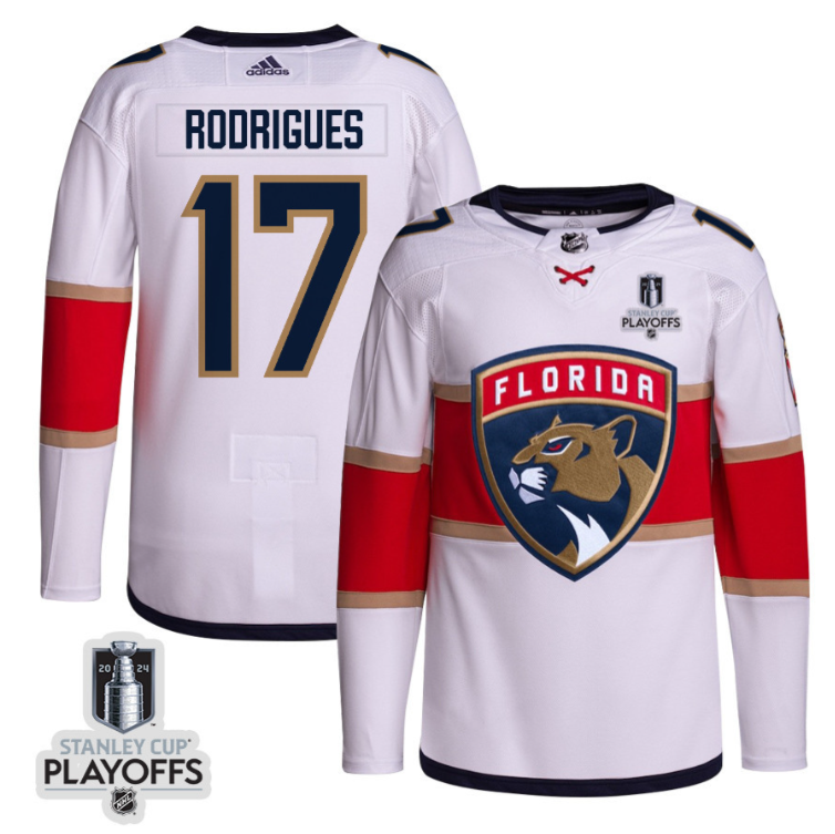 Evan Rodrigues 17 Florida Panthers 2024 NHL Playoffs Patch Away Jersey Customize